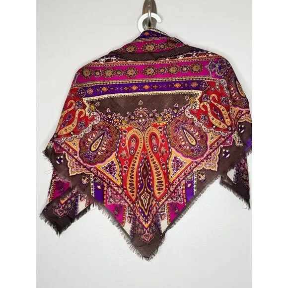 Vintage Designer Scarf Lot Silk Wool Floral Paisley Butterfly Rose Bundle - Picture 6 of 9